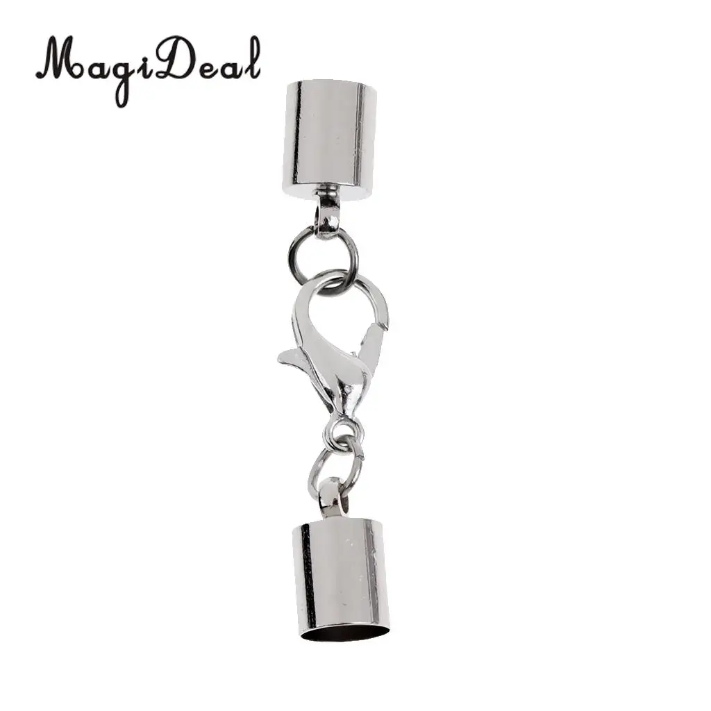 MagiDeal 13 Pieces Silver Stainless Steel Barrel Bead Leather Cord Ends Caps Jewelry Finding Clasp Making Craft