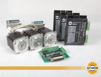 

ACT Motor 3PCS Nema23 Stepper Motor 23HS8430 4-Lead 270oz-in 76mm 3.0A Bipolar+3PCS Driver DM542 4.2A 24-50V 128Micro CNC Router