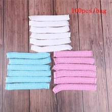 100 шт одноразовая шапочка для душа для волос, сетчатая Кепка для душа, пропиленовая Нетканая шапка для головы, эластичная шапка для татуажа ресниц