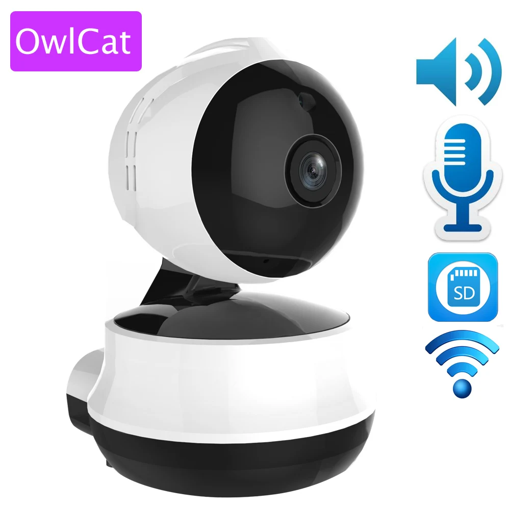 Owlcat 1.0 MegaPixels CMOS Wifi IP Dome Camera wireless Indoor H.264 720P Pan Tilt SD Card Two-way audio Night vision Motion neo coolcam hd 720p megapixel dome ip camera wifi pan tilt rotate p2p wireless support sd card ir night vision two way audio