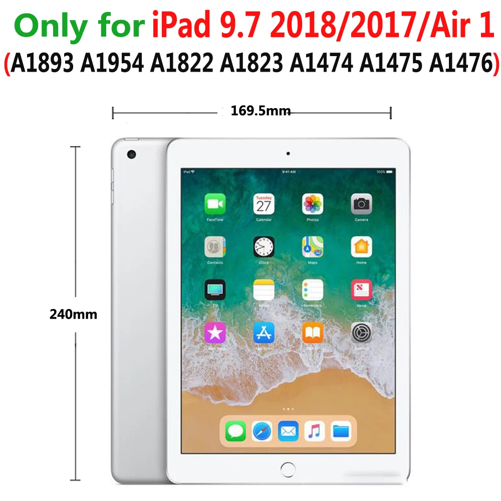 7 красочных алюминиевых беспроводных Bluetooth клавиатура чехол для Apple iPad 9 2017/2018 5 го 6