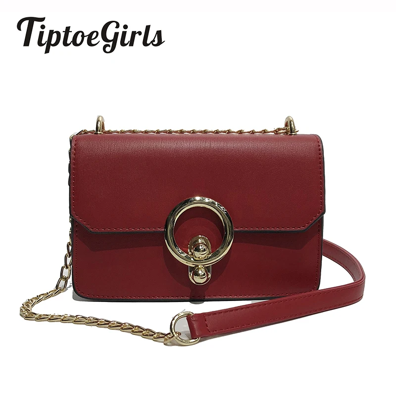

2018 New Korean Fashion Trend Ring Lock Small Square Package Temperament Simple Wild Chain Shoulder Messenger Bag