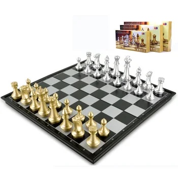 

U3 magnetic gold and silver folding world chess game