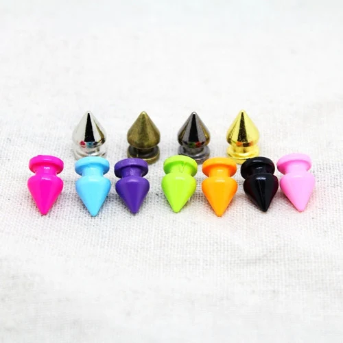 

13mm height fluorescent colorful alloy spike garment rivet studs with screws for bag, hat, shoe,leather chocker accessories diy
