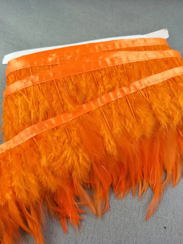 1 ярдов качество 10-14 см/4-6 дюймов натуральные перья с шеи фазана Ленты Декоративные diy сценическое представление - Цвет: orange