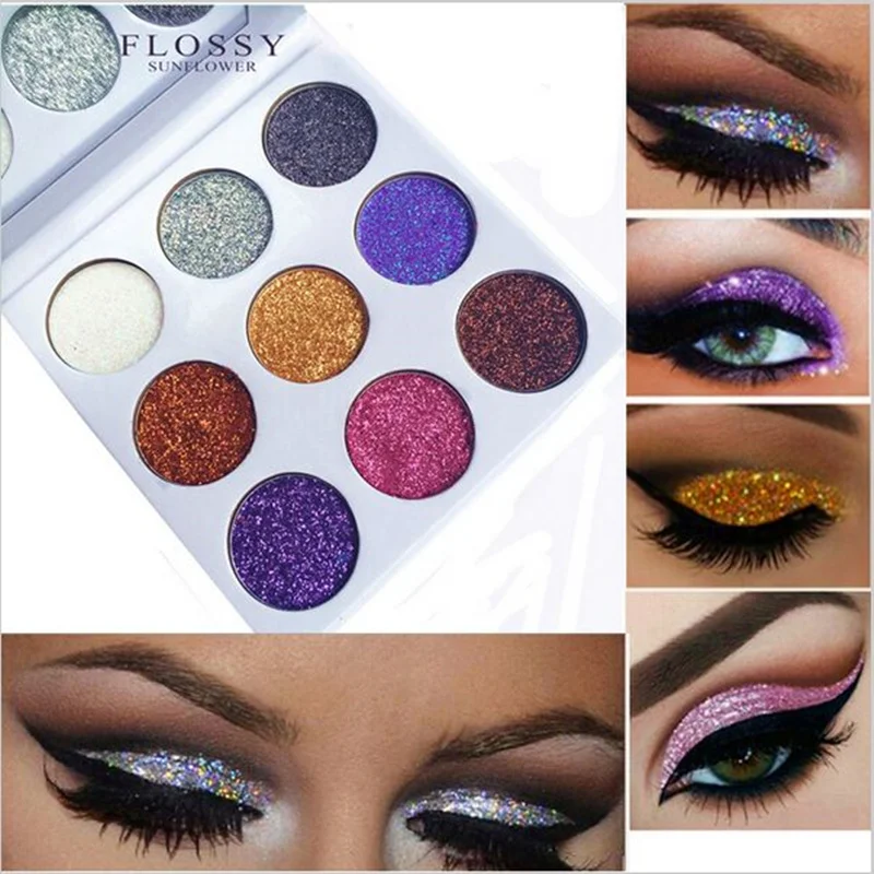 9 Colors Glitters Eyeshadow Diamond Rainbow Make Up Cosmetic Pressed Glitters Eye shadow Magnet Palette all that glitters