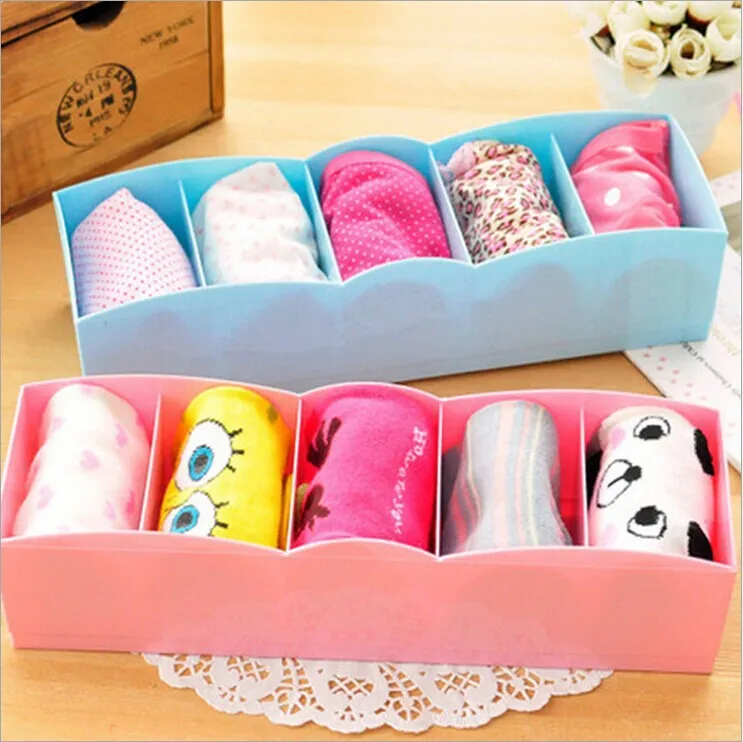 Five grid underwear socks orangizer plastic drawer storage boxes