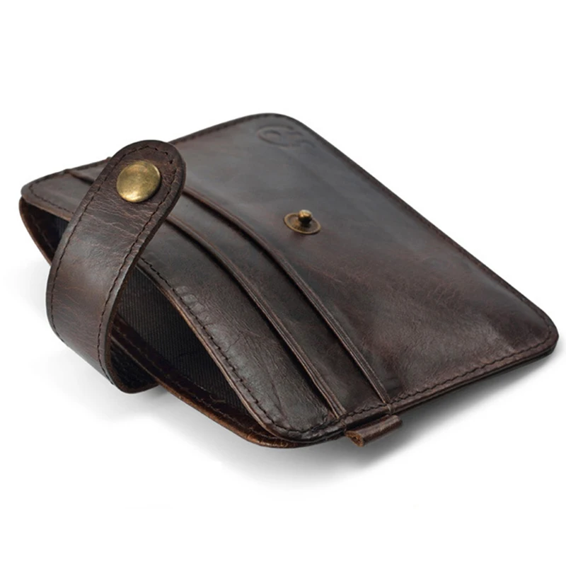  100% genuine leather men wallets women real leather crazy horse wallet one piece bag money male purse mini  purse small thin 