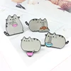 Cartoon  Cute Grey Fat Cat Brooch Four Cat Types Animal  Eat Noodles Metal Clothes Bag Jewelry For Friends Kids Brooches ► Photo 3/6