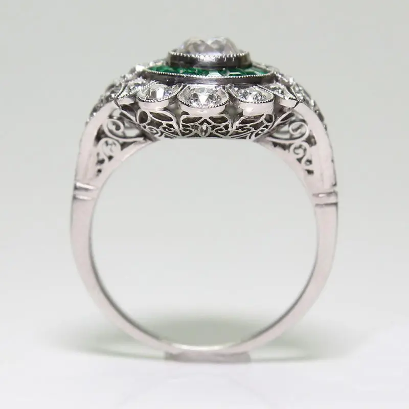 1 шт подарки арт-деко кольцо белые винтажные вечерние с камнем зеленый сплав свадебные женские Размеры 6-10