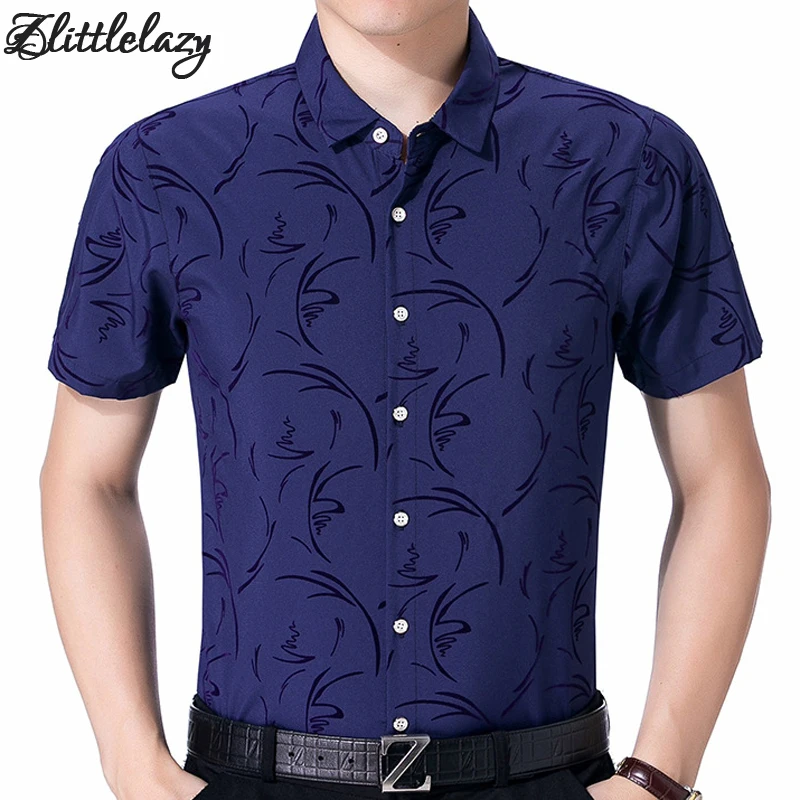 

2019 male fashion brand casual business slim fit men shirt camisa short sleeve floral social shirts dress clothing jersey 99137