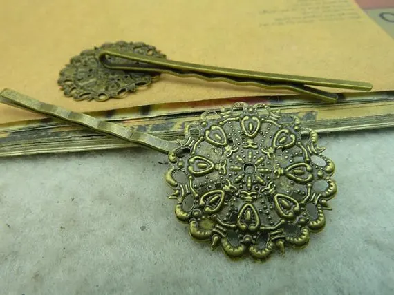 10pcs 25x66mm Antique Bronze Iron Simple Base Wrap setting Bobby Hair Pin c3313 | Украшения и аксессуары