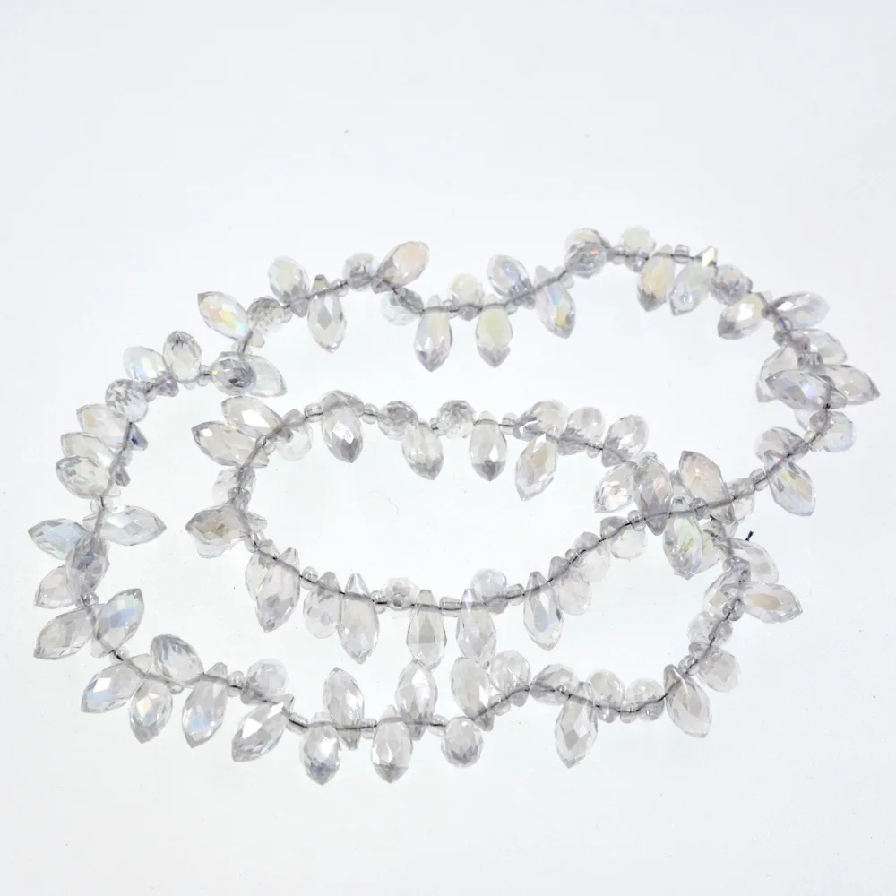 12x6mm whiteTeardrop Shape Tear Drop Glass Faceted Loose Crystal Beads
