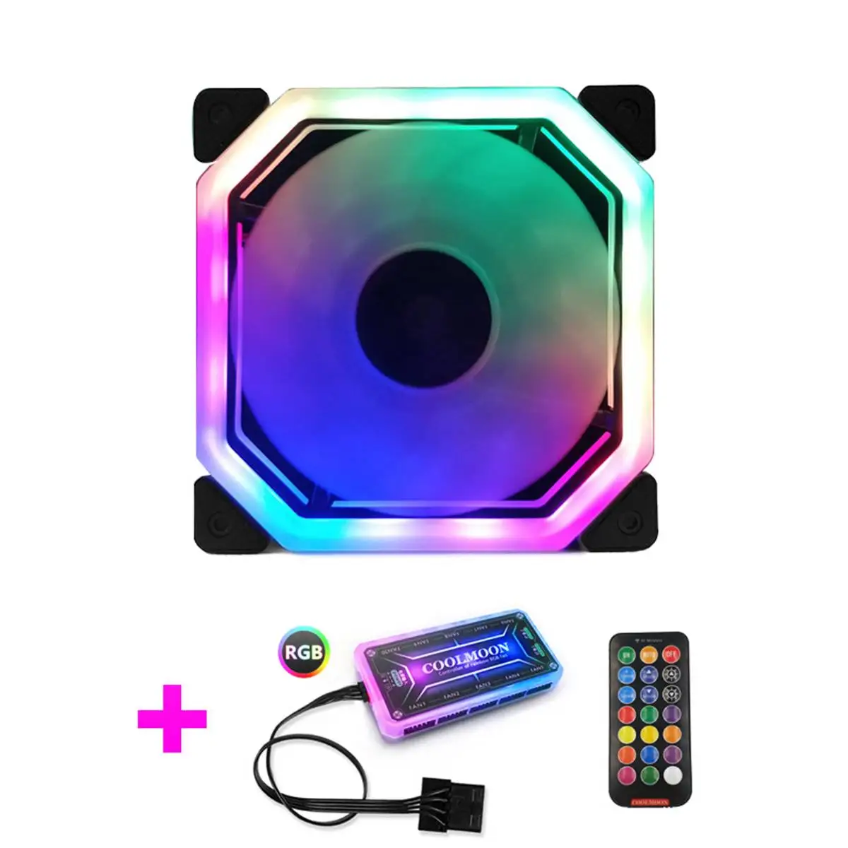 1 pc 6 шт. чехол для компьютера охлаждающий вентилятор RGB регулируемый светодиодный 120 мм тихий ИК-пульт дистанционного управления охлаждающий RGB чехол для компьютера вентилятор - Цвет лезвия: 1 pc