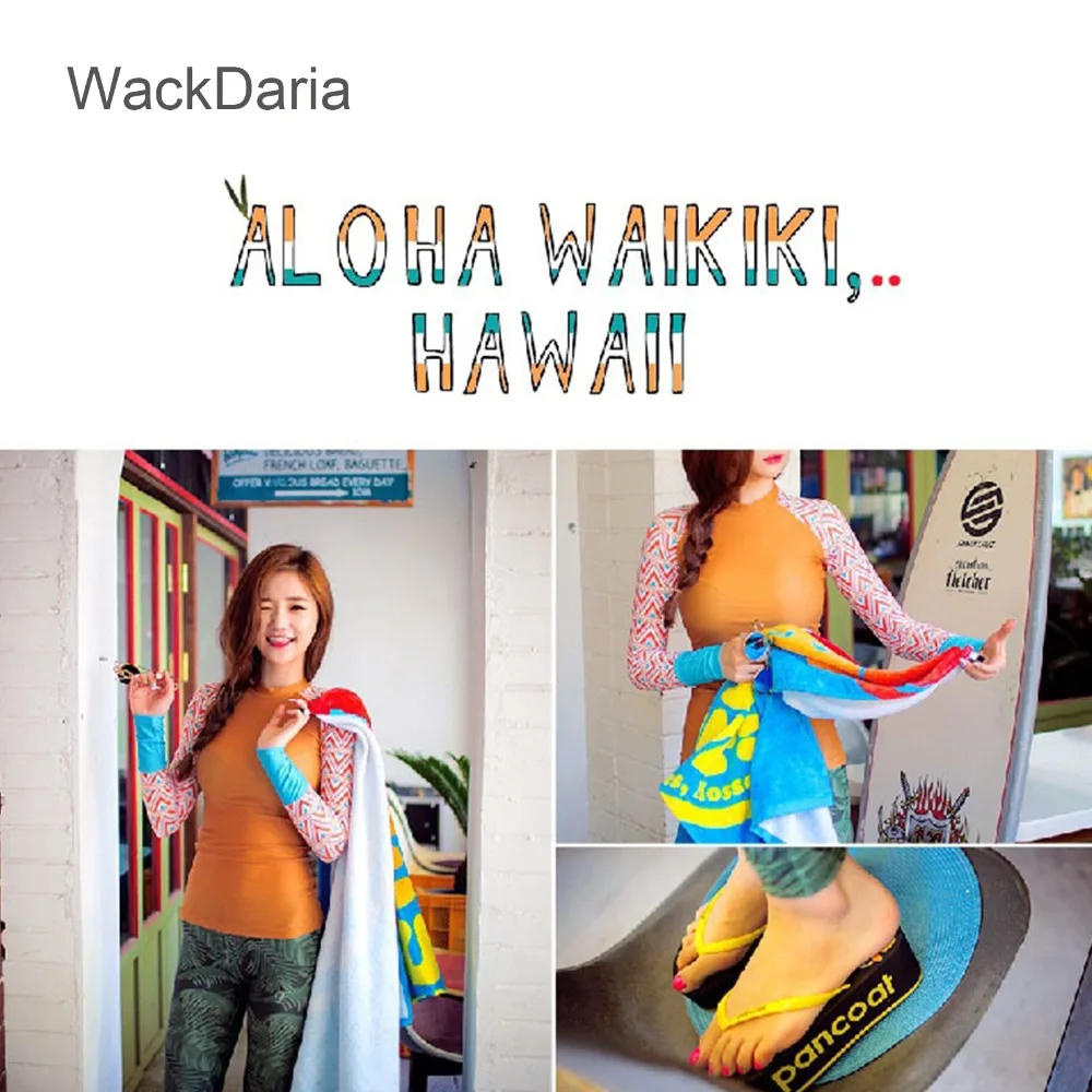 WackDaria rashguards женский купальник, женский купальник с длинным рукавом, женский купальник, Летний зеленый/оранжевый, 2 цвета