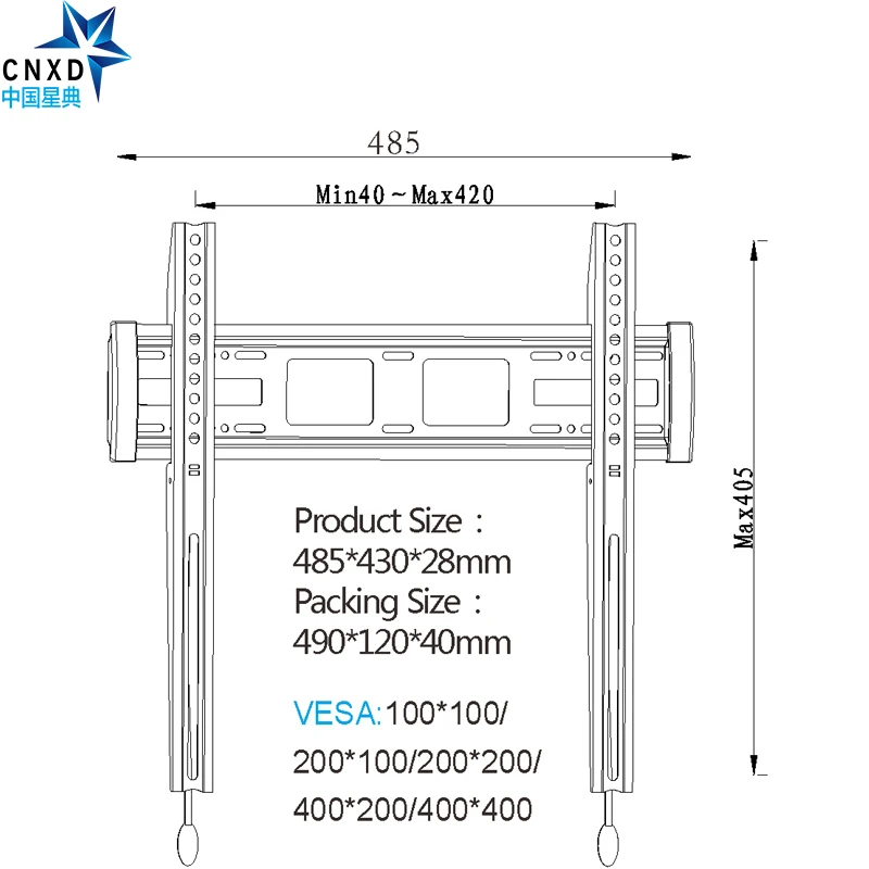 CNXD общий плазменный монитор lcd светодиодный HD tv настенный кронштейн подходит для 1"-55", максимальная поддержка вес 40 кг