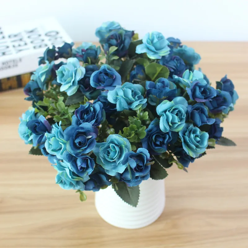 Austin 15 heads Autumn Fake Silk Flowers Artificial Rose Wedding Party Home Decor Flower Arrangement (8)