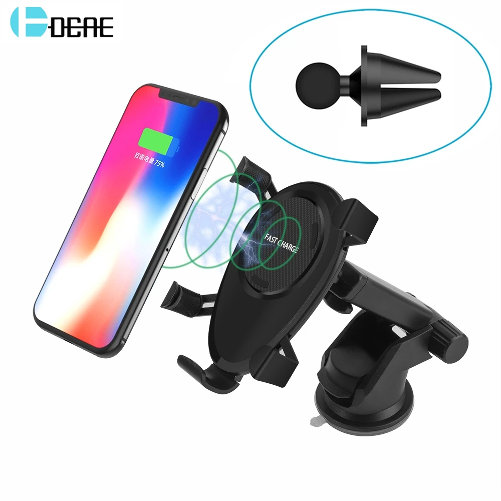 

DCAE Car Mount Qi Wireless Charger for iPhone XS MAX XR X 8 Plus Fast Wireless Charging Pad Car Holder Stand for Samsung S9 S8
