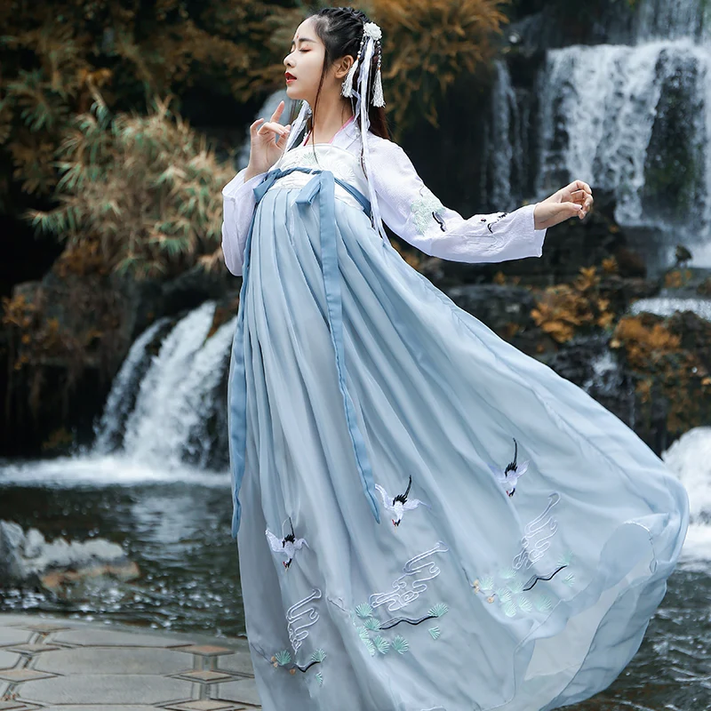 2019 летние hanfu женщин китайские танцевальные костюмы династии Цин костюм Китайский hanfu традиционное китайское платье