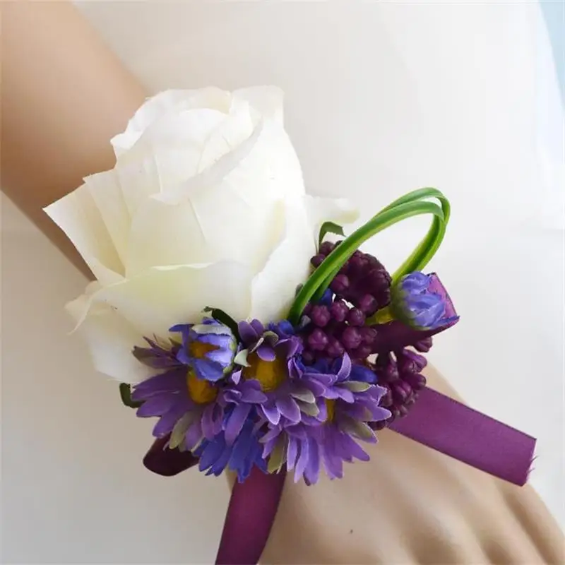 Стиль DIY Искусственные Сатиновые розы/украшение на свадьбу вечерние Цветочный браслет невесты Свадебные аксессуары для женщин ручной корсаж цветок мяч