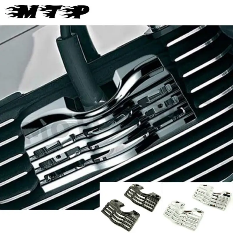 L/R FINNED SLOTTED HEAD BOLT SPARK PLUG COVERS FOR HARLEY TOURING