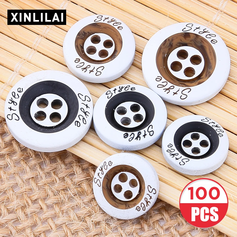 

New 100pcs Color Printed Wooden Buttons 11.5/12.5/15MM Round Resin Suit Buttons For Clothing Decoratives Wholesale 2019