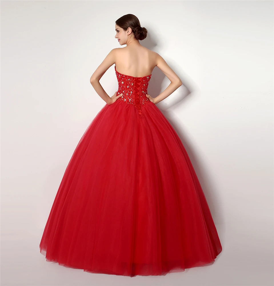 Ruthshen Красный бальное платье Бальные платья с кристаллами блесток бисером Милая Ruched Тюль Vestidos De 15 Anos сладкий 16