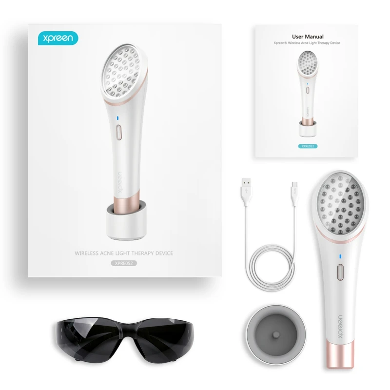 

Acne Light Therapy, Wireless Rechargeable Light Acne Treatment Device Acne Clearing Eraser with Blue Light and Red Light