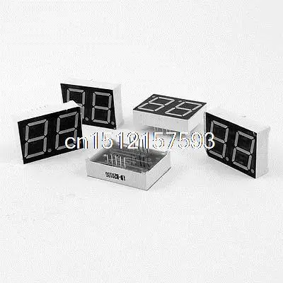 

5 Pcs Common Anode 10 Pin 2 Bit 7 Segment 0.8" Green LED Display Digital Tube