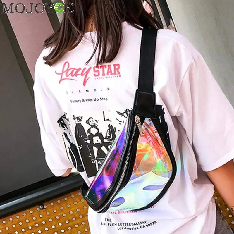PVC الثلاثية الأبعاد حزمة مراوح الليزر الخصر حزم Heuptas الورك حقيبة المرأة Crossbody الخصر أكياس عاكسة رسول الكتف حقيبة بحزام