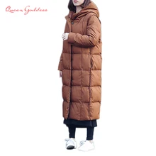 Модная осенняя и зимняя плотная и свободная стильная женская куртка-пуховик из 90% белого утиного пуха, парки в стиле кокон, матовая ткань в стиле ретро, большие размеры