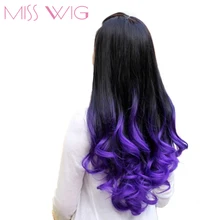 Мисс парик длинные волнистые половина парики Фиолетовый Омбре 7 цветов доступны синтетические парики для черных женщин
