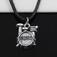 Новая Мода тибетский серебряный кулон секундомер часы барабанный набор ожерелье черное кожаное ожерелье шнур заводская цена ювелирные изделия ручной работы