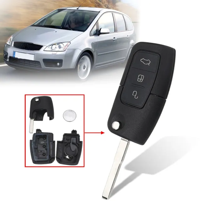 3 Ons Remote Key Fob Case Shell With Battery For Ford Focus 3 Ons Remote Key Fob Case Shell With Battery For Ford Focus Mondeo Galaxy Kuga C Max S 2003 2004 2005 2006 2007 2008