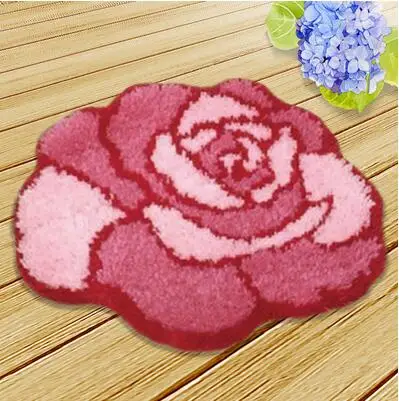 

3D Latch Hook Rug Kits Big Red Peony DIY Needlework Unfinished Crocheting Rug Yarn Cushion Mat Home Decor Embroidery Carpet Rug