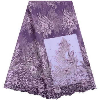 

African Lace Fabric 2018 High Quality French Lace 3D Flower Lace Fabric With Stones For Nigerian Wedding Dress Y1439