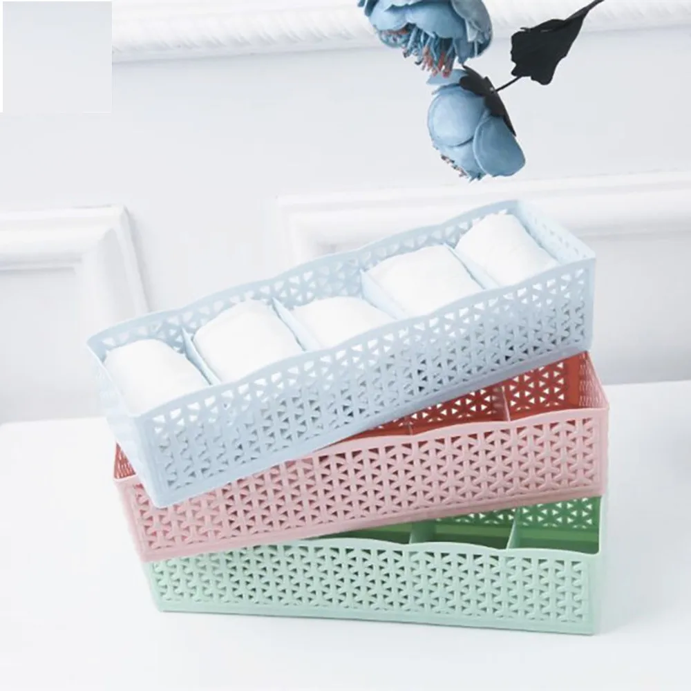 

Plastic Organizer Storage Box Table Closet Tie Bra Socks Drawer Cosmetic Divider Hallow cut design storage box holders #B30