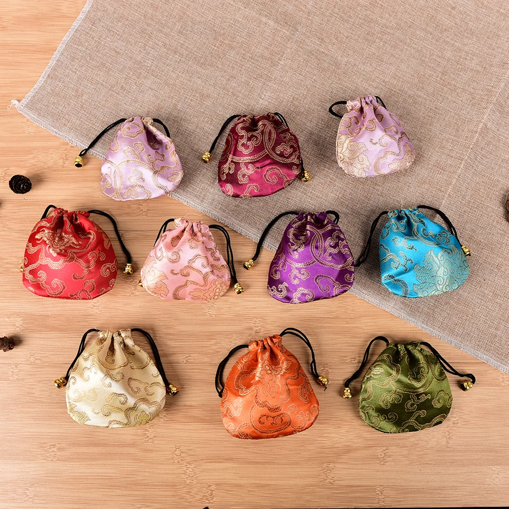 10PCS Drawstring Bags Jewelry Display Mini Coin Purses Women Jewelry Bag Chinese Silk Embroidery Packaging bags