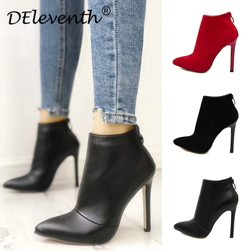 DEleventh Marke Design Vertraglich Solide Schwarz Frauen Abschluss Geschenk Damen Schuhe Pumps Ankelboots Designer