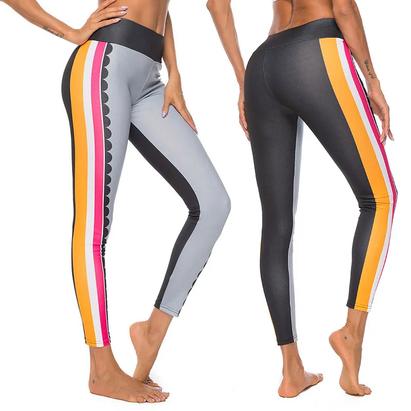 Women Yoga Pants Print Elastic Lifting Hips Breathable Slim Fit Sports