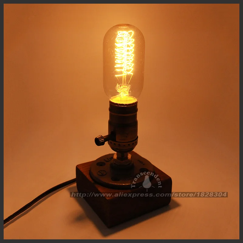  Desk Lamp Dimmable Table Light Wood Edison Bulb 220V Bedroom Bar wooden Retro Coffee Shop Vintage e