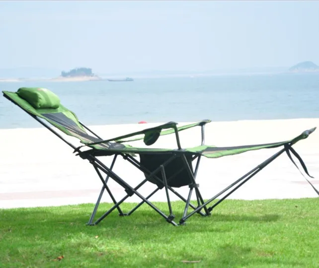 

Outdoor Folding Recliner Portable Fishing Chair Wild Camping Leisure Stainless Steel Foldable Beach Chairs with Cup Holder