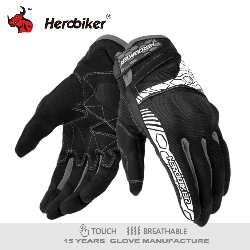 Мужские мотоциклетные перчатки HEROBIKER дышащие с сенсорным экраном для мотокросса