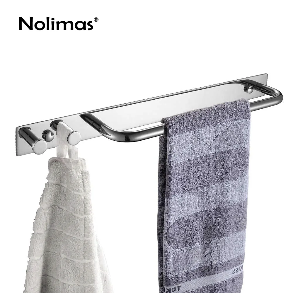SUS 304 Stainless Steel Mirror Polished Towel Bar With Clothes Hook
