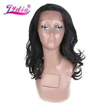 Lydia Long 18inch Nature Wave Синтетический парик для волос с кружевами для волос Pure Color 1B Высокотемпературные парики для женщин Perruque