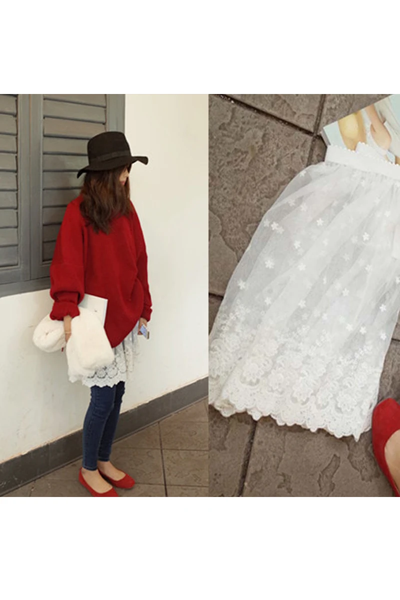 Spring and summer all-match white fashion beautiful lace basic bust skirt women short half slip petticoat underskirt lining lolita underskirt