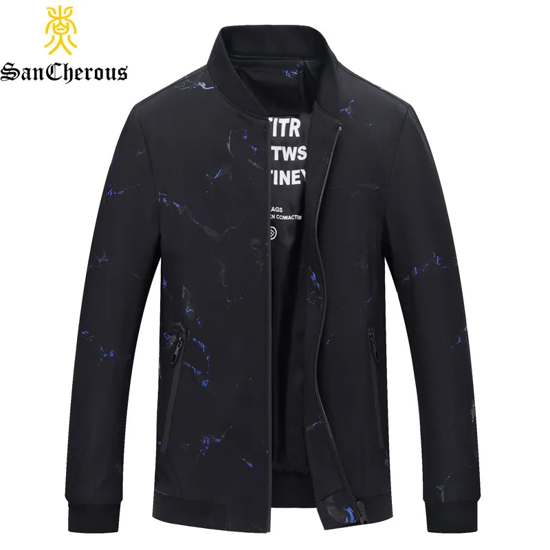 

2019 New Printing Fashion Men Outwear Windproof Spring Autumn Jacket Men Collar Jacket Coats 3 Colors