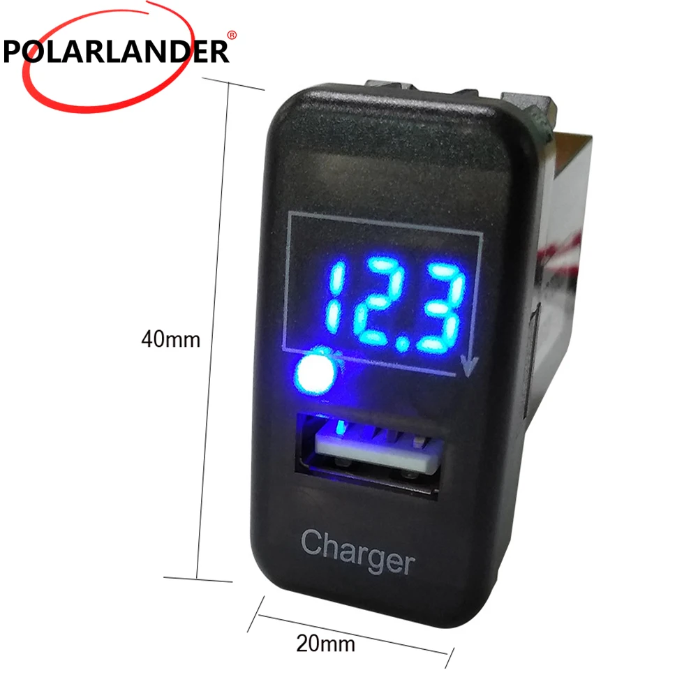 Led light Car Charger USB Port socket adapter single USB car charger 5V 2.1A with blue light