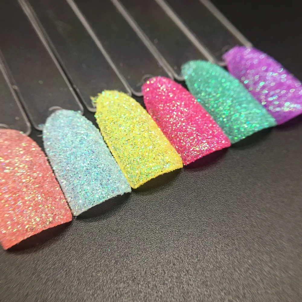 6 цветов Блеск для ногтей набор блестящих кристаллов дизайн ногтей блестящая голографическая смесь порошок пыль ультра-тонкие блестки 3D дизайн ногтей украшения