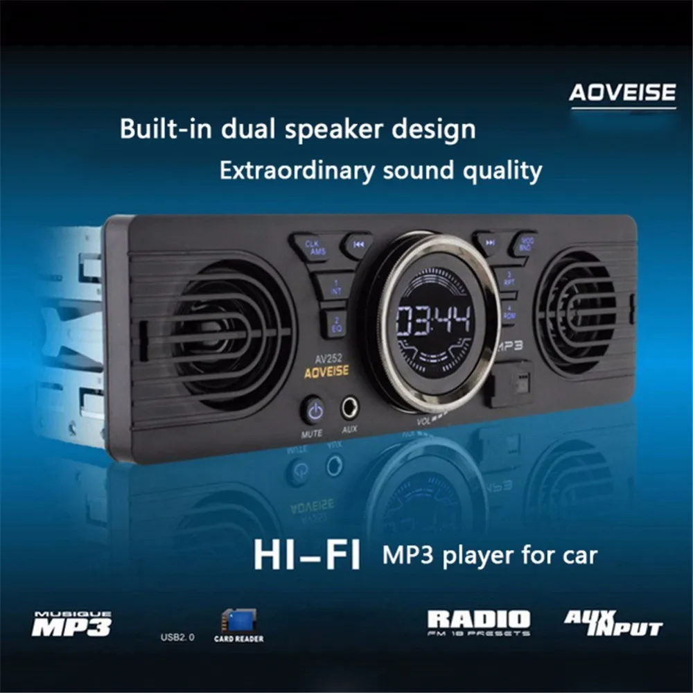 Bluetooth AV252 12V Car Radio Tuner loudspeaker In dash Audio MP3 Player Car Stereo FM Radio EDR